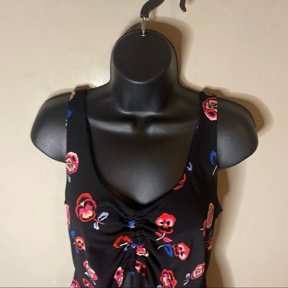 EXPRESS Black Floral Open Cut Sleeveless Midi Dress - Picture 6 of 10
